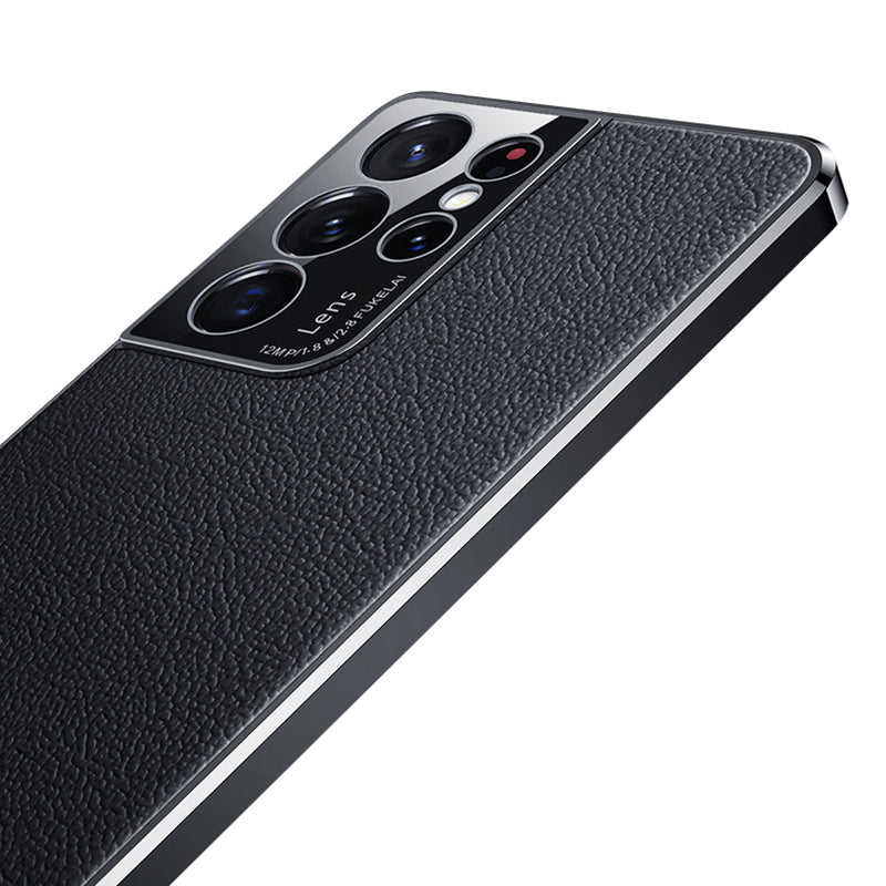 For Samsung Galaxy S23 Ultra Shockproof Phone Cover Camera Protection Genuine Leather Coated PC Electroplating Back Case For Samsung Galaxy S23 Ultra Shockproof Phone Cover Camera Protection Genuine Leather Coated PC Electroplating Back Case